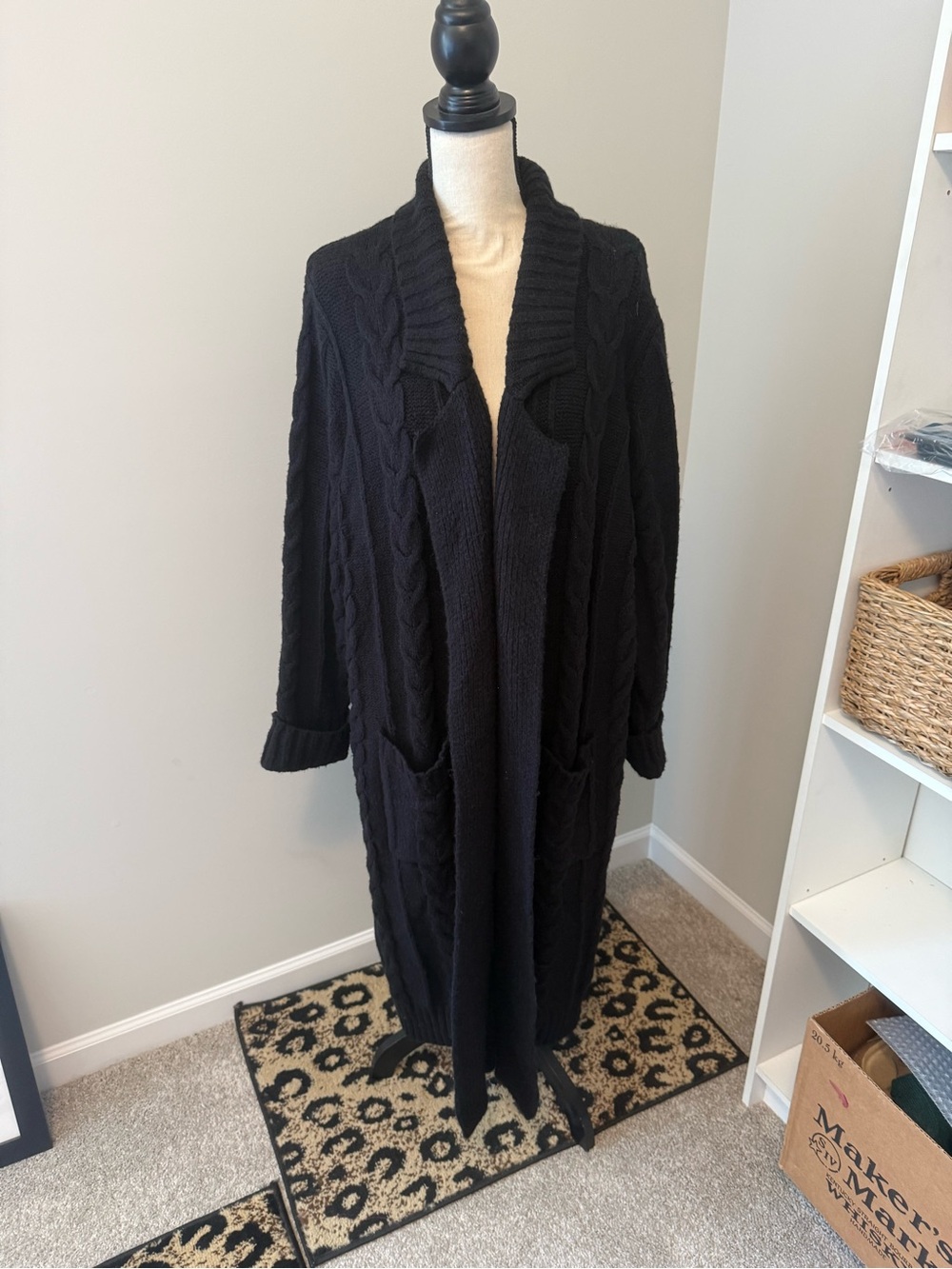 Torrid Black Cable Knit Long Open Cardigan Sweater